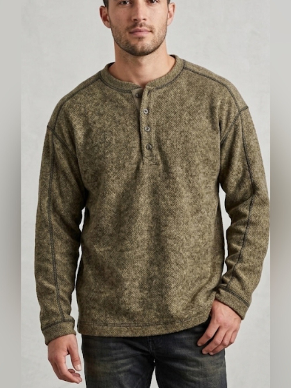 Peruvian Connection Alpaca Henley Crewneck Sweater | Men’s Medium gray